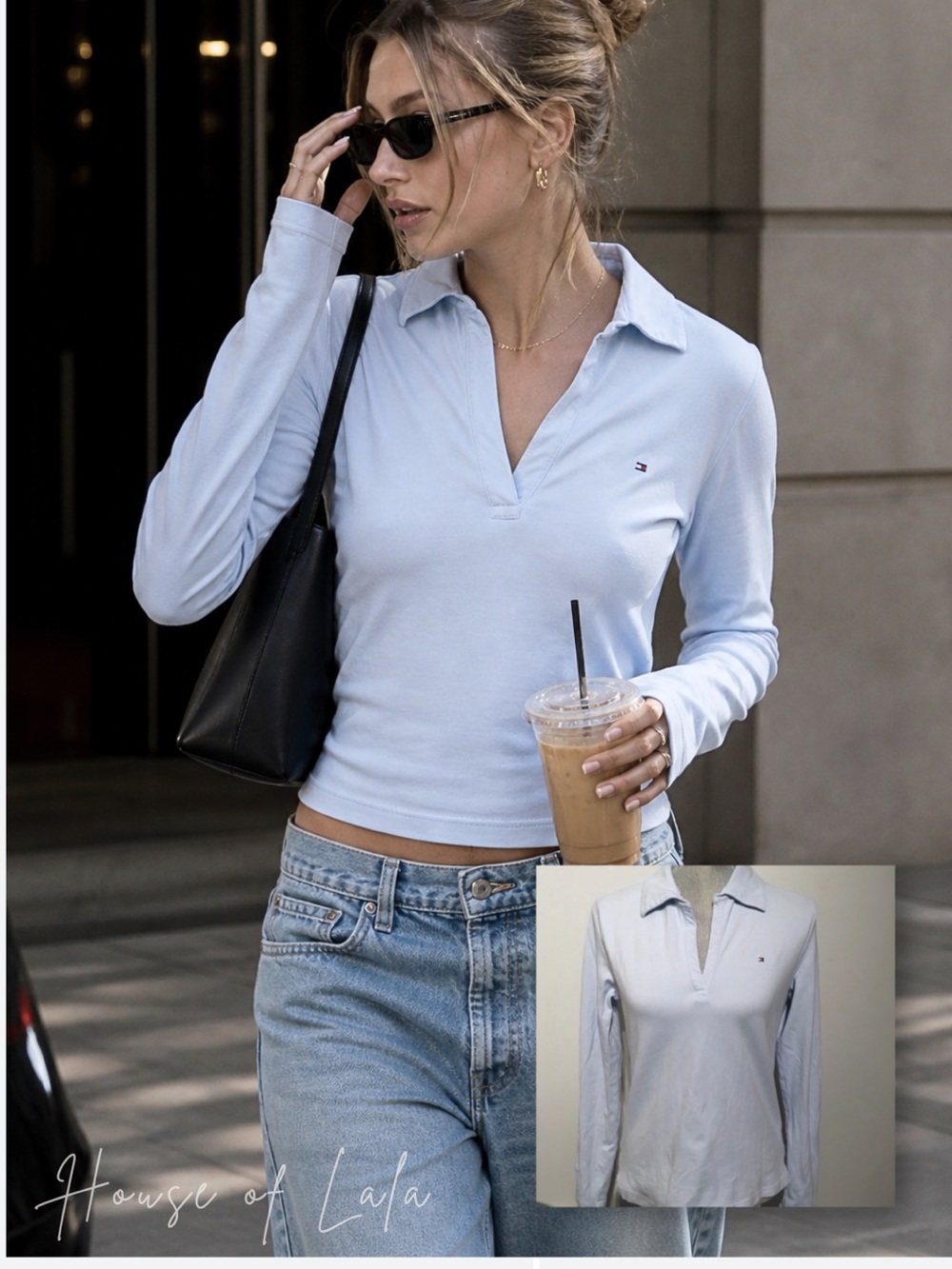 Tommy Hilfiger Long Sleeve Polo Top. V Neck Collar. Casual Pullover. Medium.